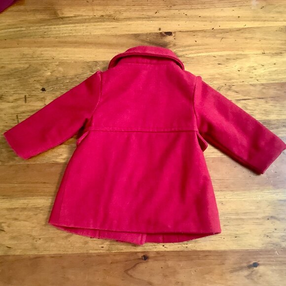 Infant Red Wool Coat Sz 12-18 mos. Old Navy - Picture 2 of 7